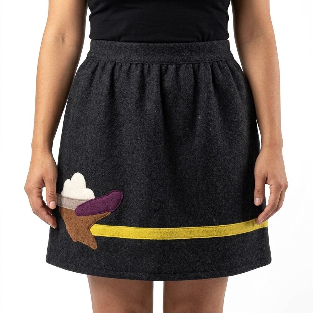 Hilda.Henri 100% Wool Black A-Line Mini Skirt Women Size 12